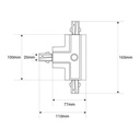 Rigid tee for recessed three-phase rail - RIGHT