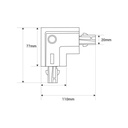 L-joint for recessed three-phase rail - 90º - LEFT
