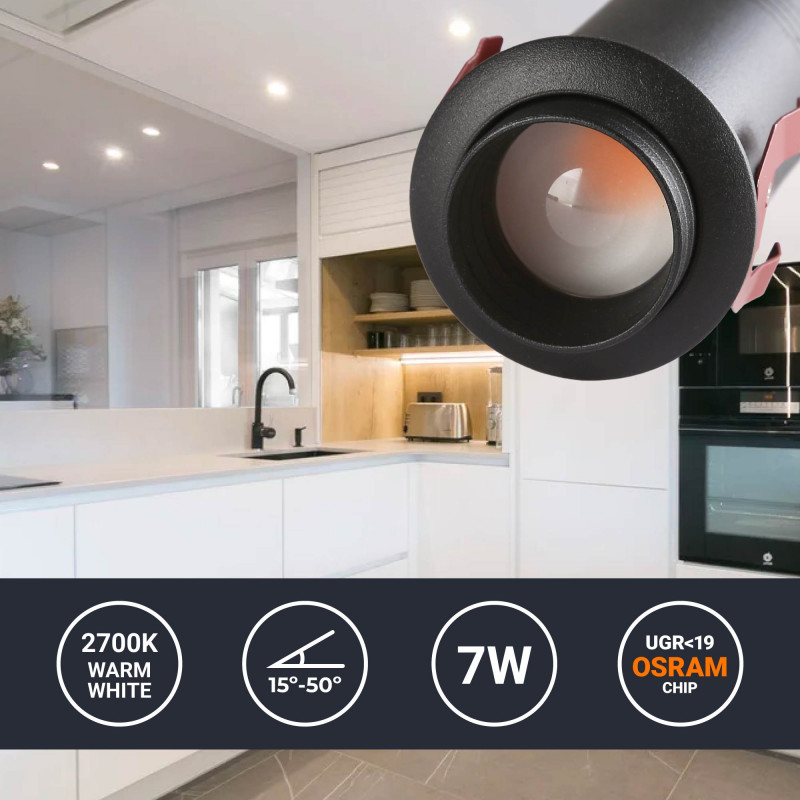 Aplique empotrable "Romi" con zoom - chip OSRAM - 2700K - 7W - corte Ø 35mm