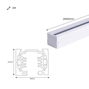Three-phase track for LED spotlights - 2 meter bar