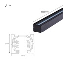 Three-phase track for LED spotlights - 2 meter bar