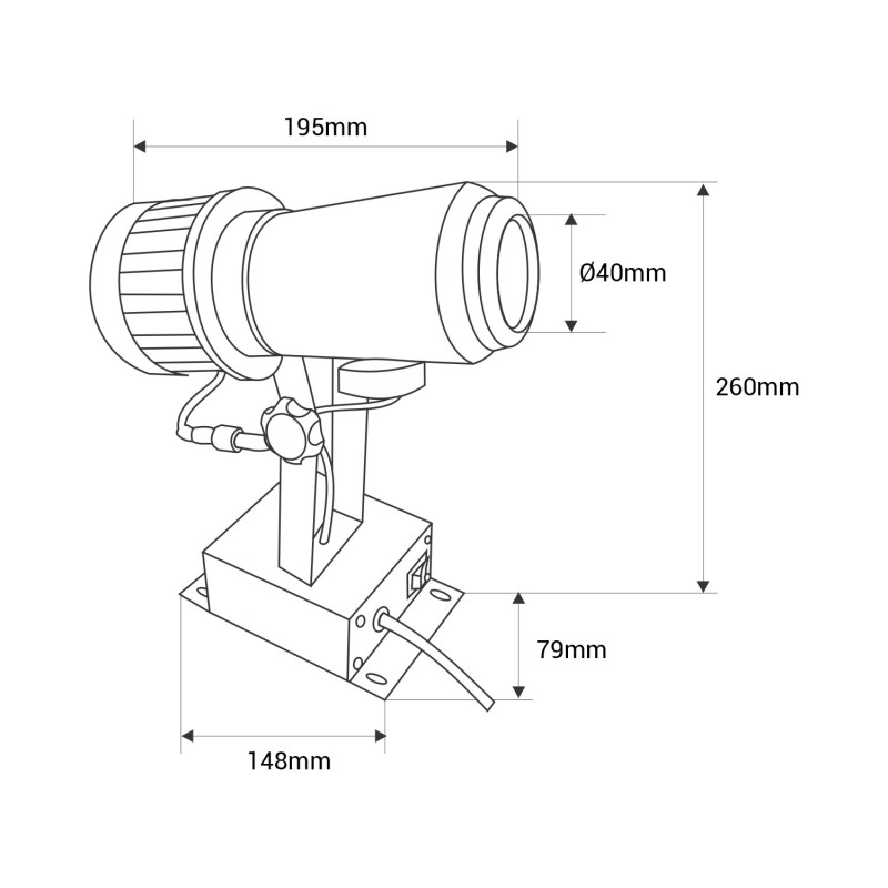 Rotating LED GOBO Projector 50W - Indoor - 18° Optics - IP20