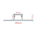Profile for LED Strip - Recessed / Trimless - 11x20mm - With diffuser - 2 meters