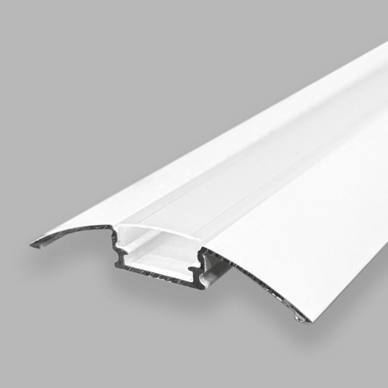 Half-moon floor profile for LED strip - 9x52mm - With diffuser - 2 meters