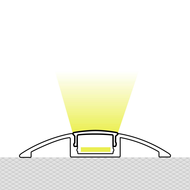 Half-moon floor profile for LED strip - 9x52mm - With diffuser - 2 meters