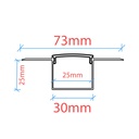 Profile for LED Strip - Recessed / Trimless - 25x25mm - With diffuser - 2 meters