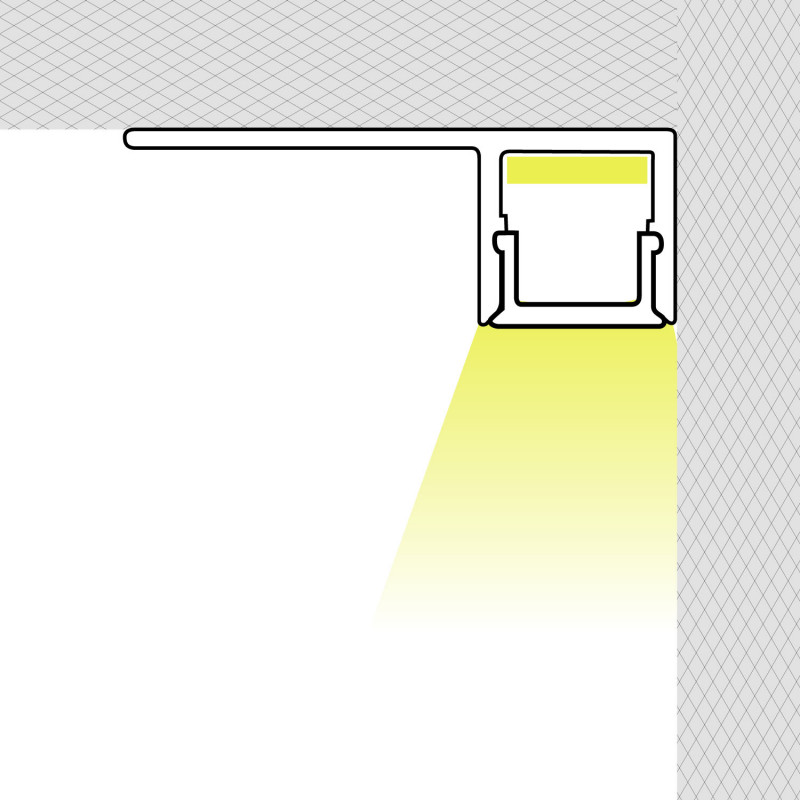 Profile for LED Strip - Recessed / Trimless - Single flange - 11x12mm - With diffuser - 2 meters