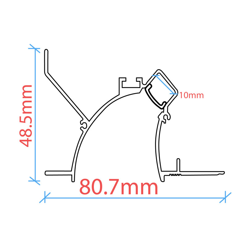 Profile for LED Strip - Recessed / Trimless for Corner - Wallwasher effect - 48 x 80mm - With diffuser - 2 meters