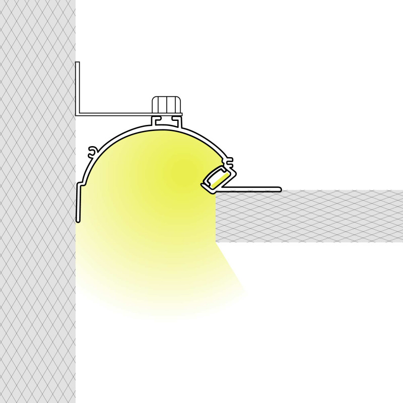 LED strip profile integration / corner trimless - Indirect effect - With diffuser - 2 meters