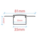 Profile for LED Strip - Recessed / Trimless - 25x35mm - With diffuser - 2 meters