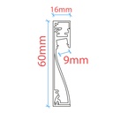 LED strip profile for skirting boards - 60x16mm - With diffuser - 2 meters