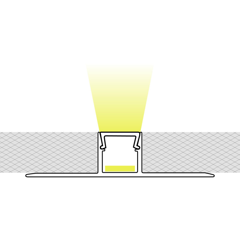 Profile for LED Strip - Recessed / Trimless - 11x12mm - With diffuser - 2 meters