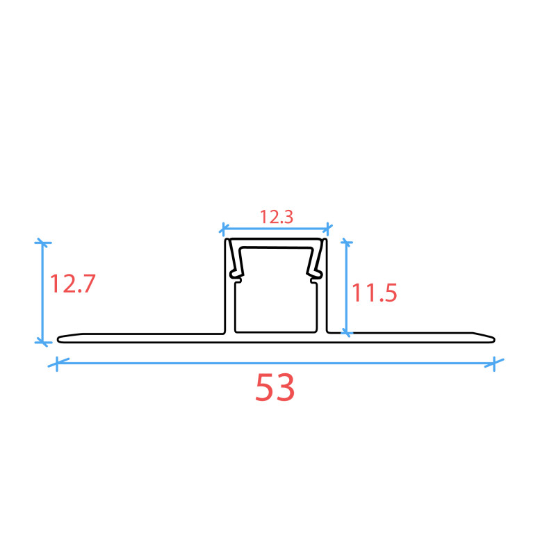 Profile for LED Strip - Recessed / Trimless - 11x12mm - With diffuser - 2 meters