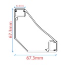 Perfil doble tira LED para esquinas - Superficie - 67x67mm - Con difusor - 2 metros