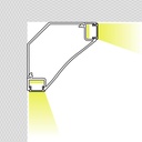 Perfil doble tira LED para esquinas - Superficie - 67x67mm - Con difusor - 2 metros