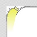 Profile for LED Strip - Recessed / Trimless for Corner - Wallwasher effect - 90 x 80mm - With diffuser - 2 meters