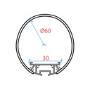 Cylindrical Suspended LED Strip Profile - ø 60 mm - With Diffuser - 2 Metres