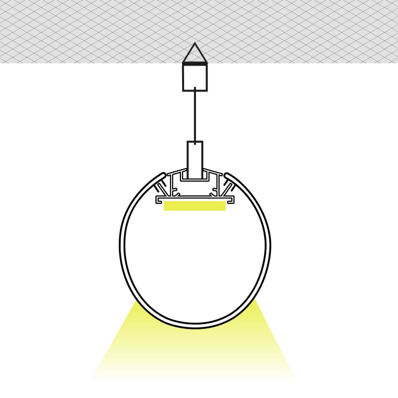 Cylindrical Suspended LED Strip Profile - ø 60 mm - With Diffuser - 2 Metres