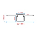 Profile for LED Strip - Recessed / Trimless - 9x15mm - With diffuser - 2 meters
