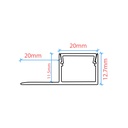 Profile for LED Strip - Recessed / Trimless - Single flange - 11x20mm - With diffuser - 2 meters
