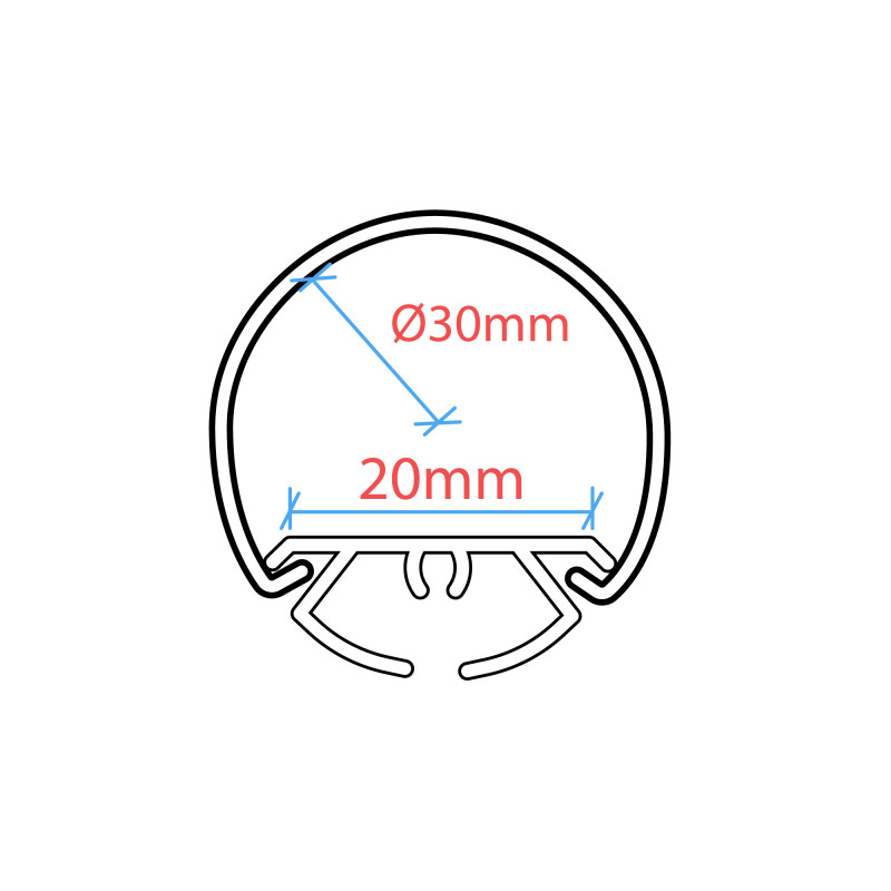 Suspension LED strip profile - Ø30mm - With diffuser - 2 metres