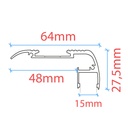 LED strip profile for staircase - 27x63mm - With diffuser - 2 meters