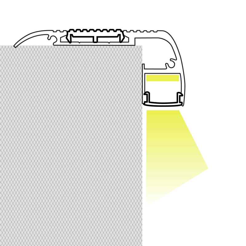LED strip profile for staircase - 27x63mm - With diffuser - 2 meters