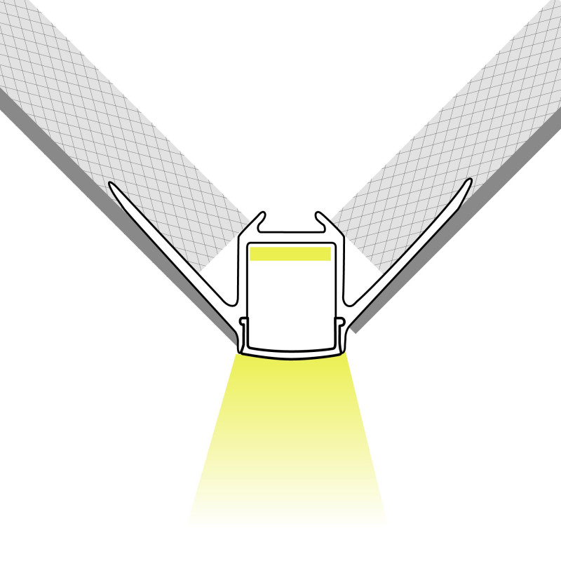 Profile for LED Strip - Recessed / Trimless for Outer Corner - With diffuser - 2 meters