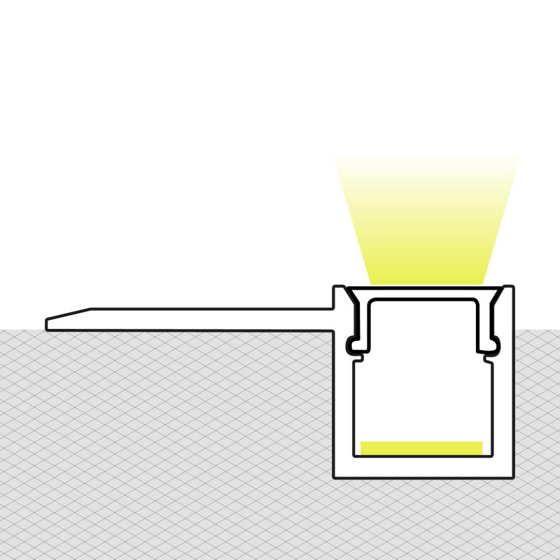 LED strip profile integration / trimless - One fin - 10x13mm - With diffuser - 2 meters