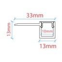 LED strip profile integration / trimless - One fin - 10x13mm - With diffuser - 2 meters