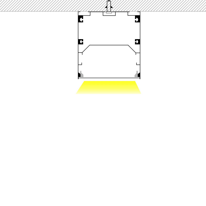 Profile for LED Strip - Surface Mounted - 17x8mm - Complete kit - 1 meter