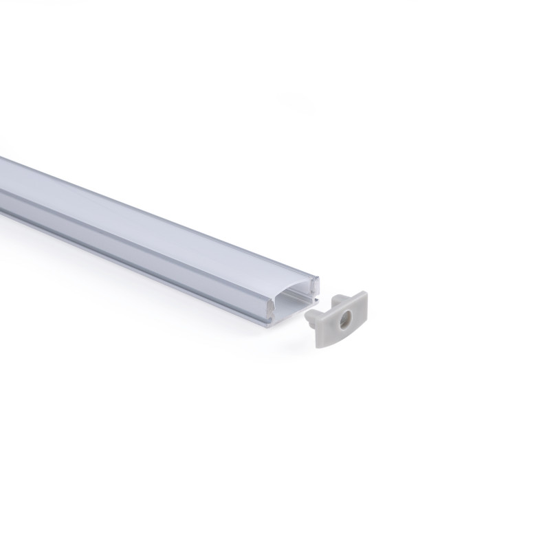 Profile for LED Strip - Surface Mounted - 17x8mm - Complete kit - 1 meter