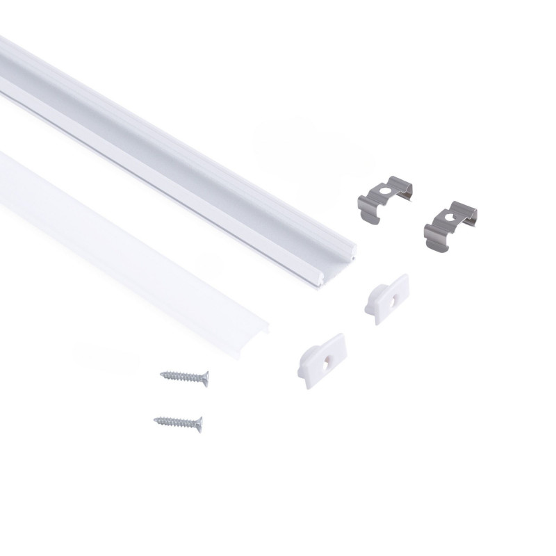 Profile for LED Strip - Surface Mounted - 17x8mm - Complete kit - 1 meter