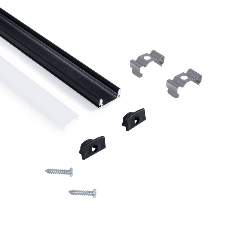 Profile for LED Strip - Surface Mounted - 17x8mm - Complete kit - 1 meter
