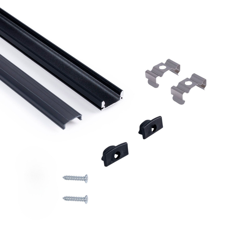 Profile for LED Strip - Surface Mounted - 17x8mm - Complete kit - 1 meter