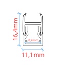 LED Strip Profile for 8mm Glass - With Diffuser - White - 2 Meters