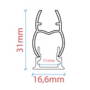 LED Strip Profile for 11mm Glass - With Diffuser - Black - 2 Meters