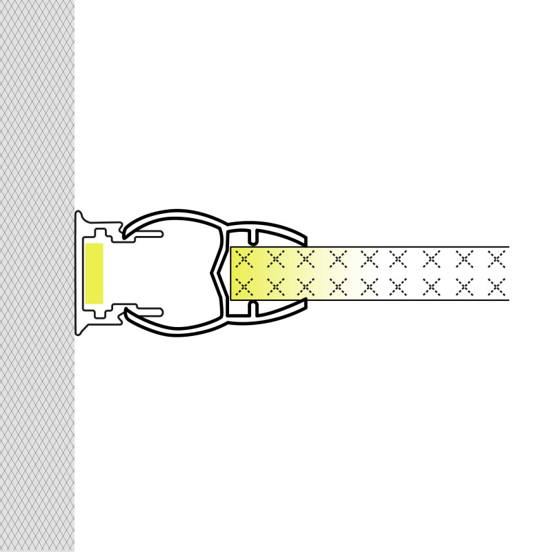 LED Strip Profile for 11mm Glass - With Diffuser - Black - 2 Meters