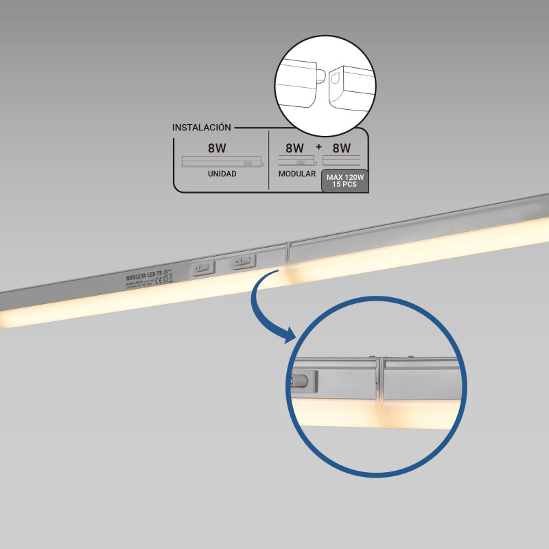 Under cabinet LED batten - T5 - 8W - CCT - 60 cm - Opal