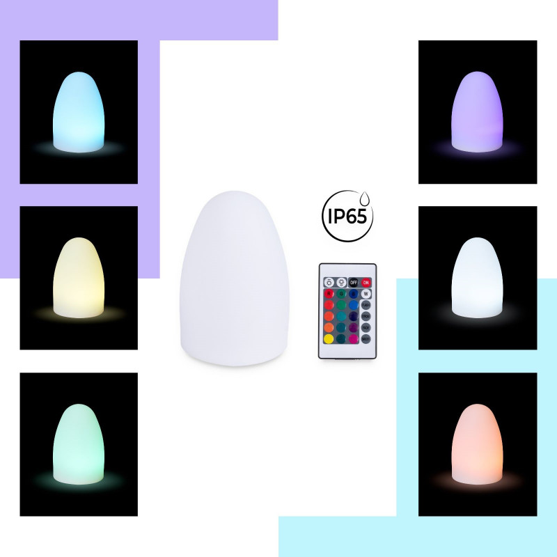 RGBW 1,5W Outdoor table lamp - Rechargeable - White resin - IP65