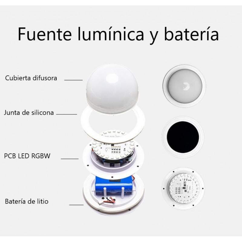 Rechargeable RGBW LED planter - 5W - White resin - IP65 - 40x40cm