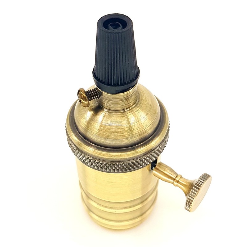 Retro vintage lamp holder socket bronze finish with switch E27