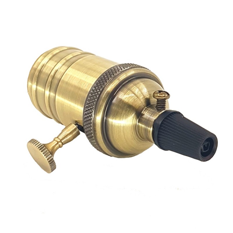 Retro vintage lamp holder socket bronze finish with switch E27