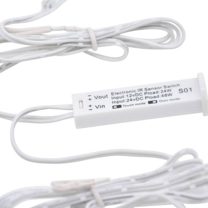 Switch with recessed sensor for cabinets IR 12/24V-DC IP20