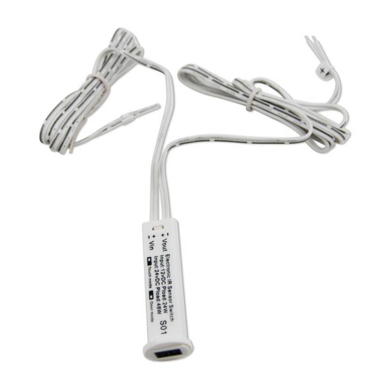 Switch with recessed sensor for cabinets IR 12/24V-DC IP20