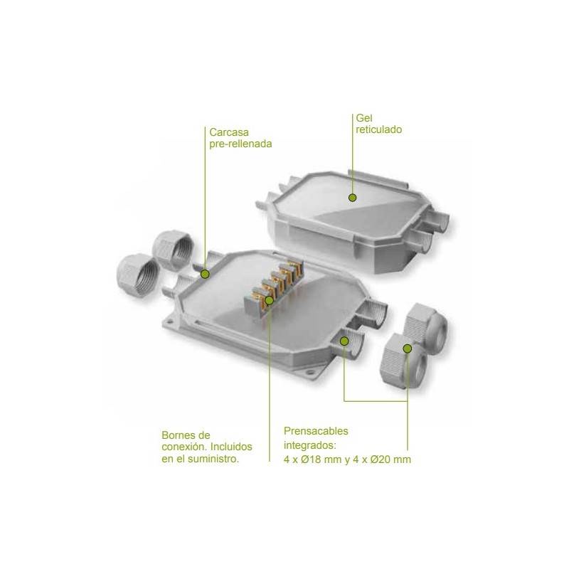 Readybox 120 watertight junction box with integrated IP68 insulating gel with 5 connectors 6MM2