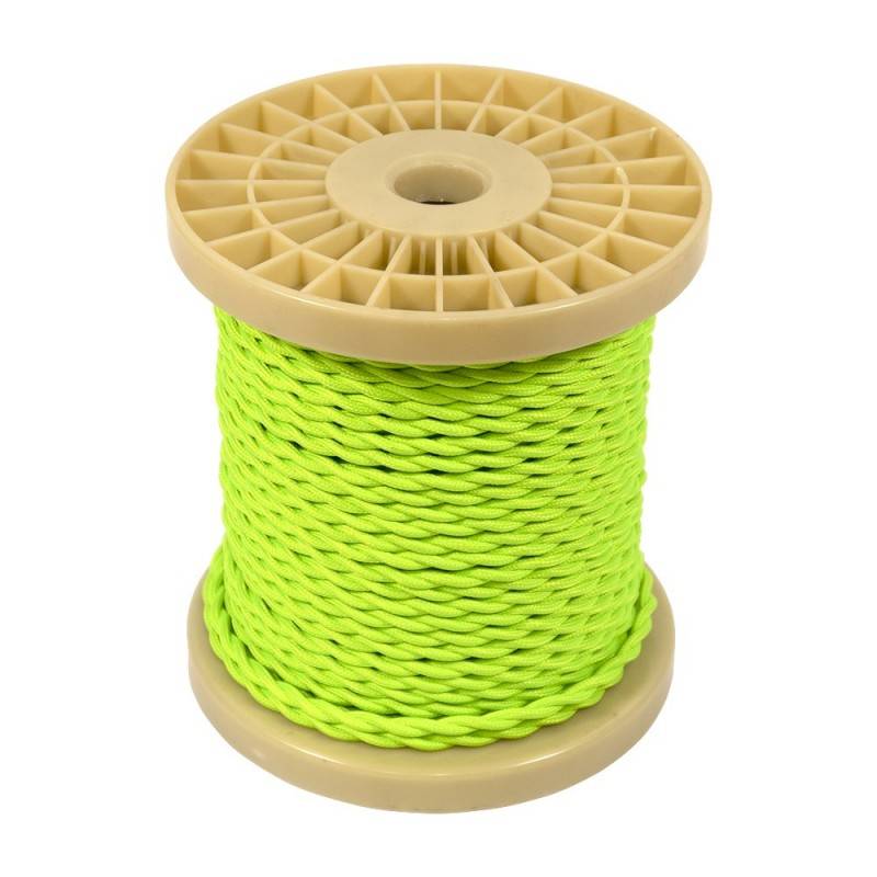 Decorative braided textile electrical cable 2x0.75 green outbreak