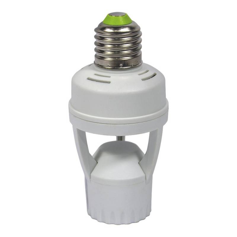 Adapter for E27 LED bulb with PIR 360º motion sensor IP20