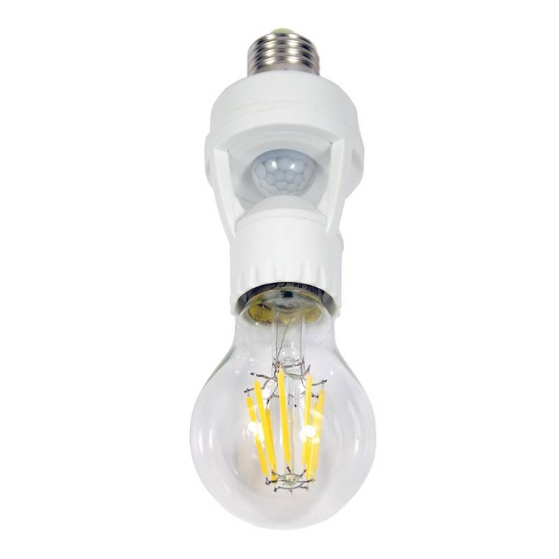 Adapter for E27 LED bulb with PIR 360º motion sensor IP20