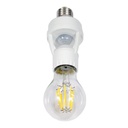 Adapter for E27 LED bulb with PIR 360º motion sensor IP20